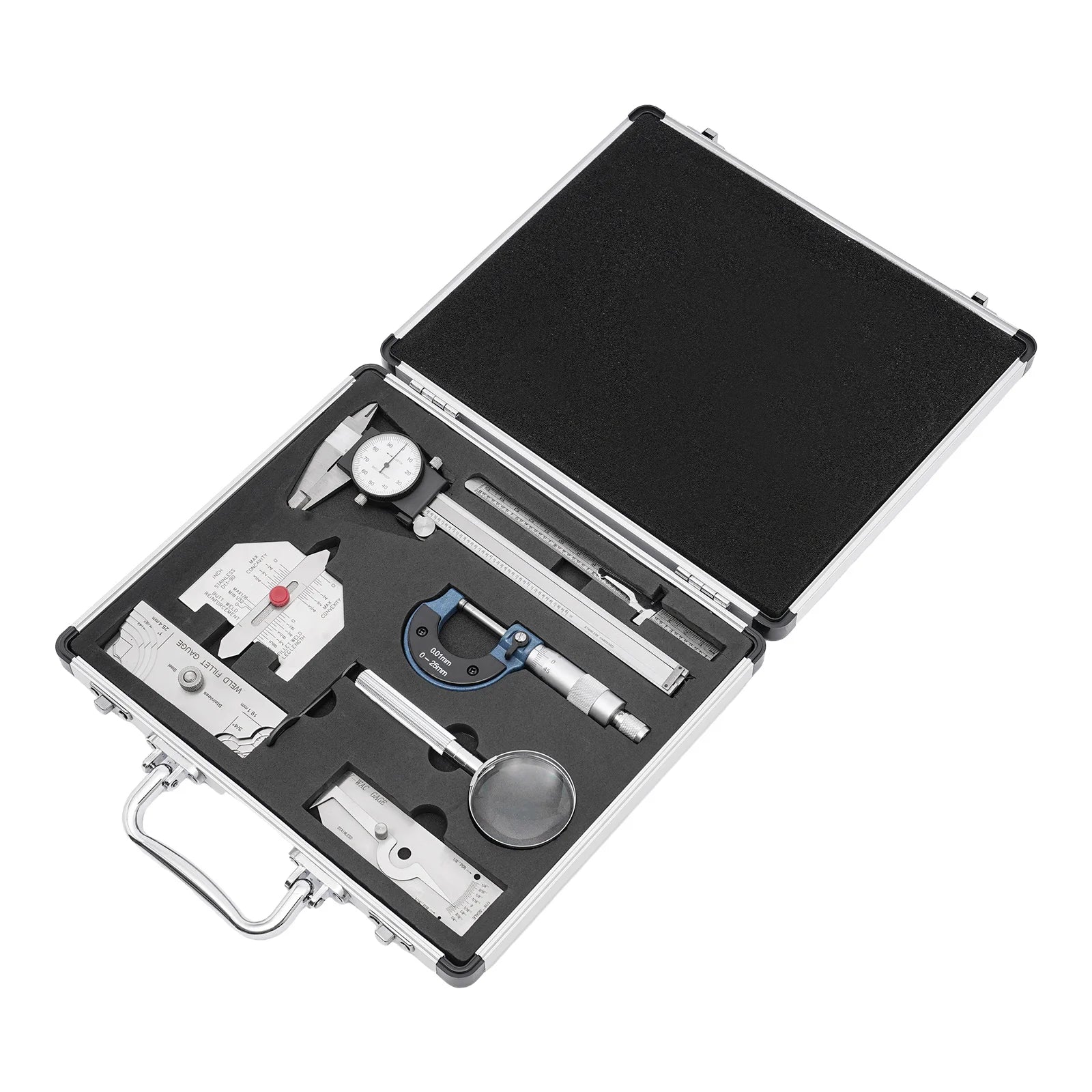 Weld Inspection Gauge Set 7-Piece, Stainless Steel Welding Inspection Tool Kit, Bevel Angle Height Width Measurement for Boiler Bridge