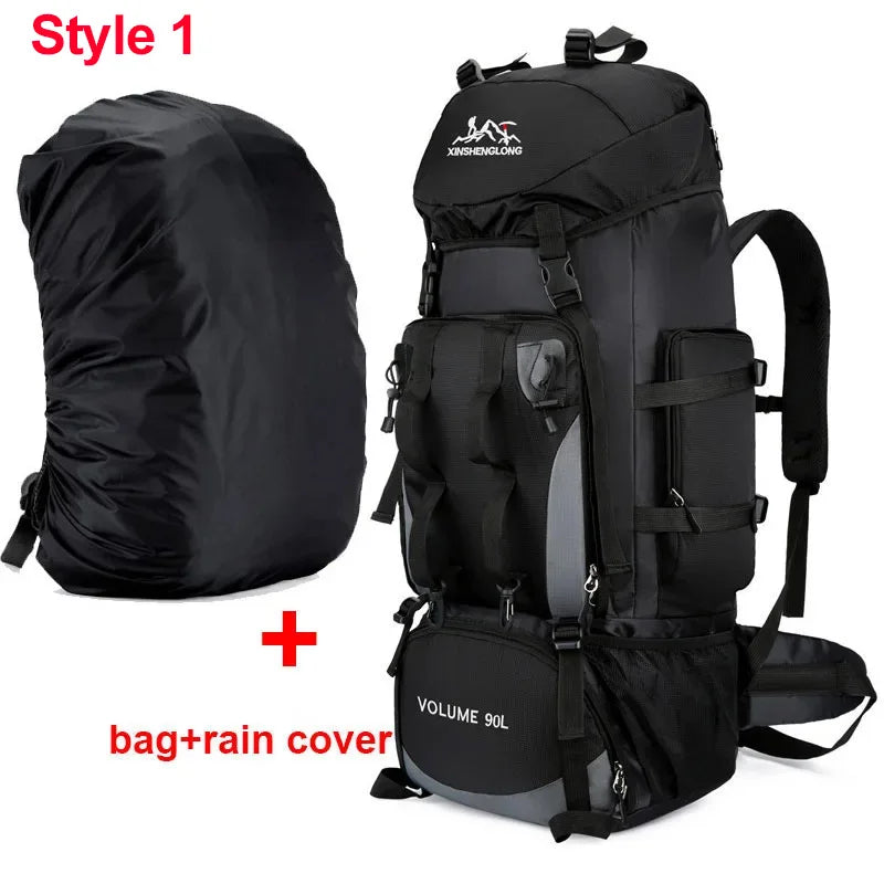 90L Waterproof Hiking Camping Backpack Trekking Bag Rucksack Large Capacity Travel Outdoor Sports Bags Camping Equipment Men