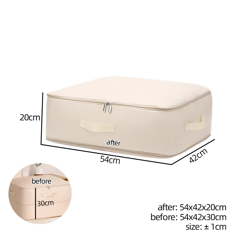 Compression Storage Bag Comforter Blanket Duvet Clothes Zipper Space Saver Home Large Dustproof Reusable Travel Closet Organizer