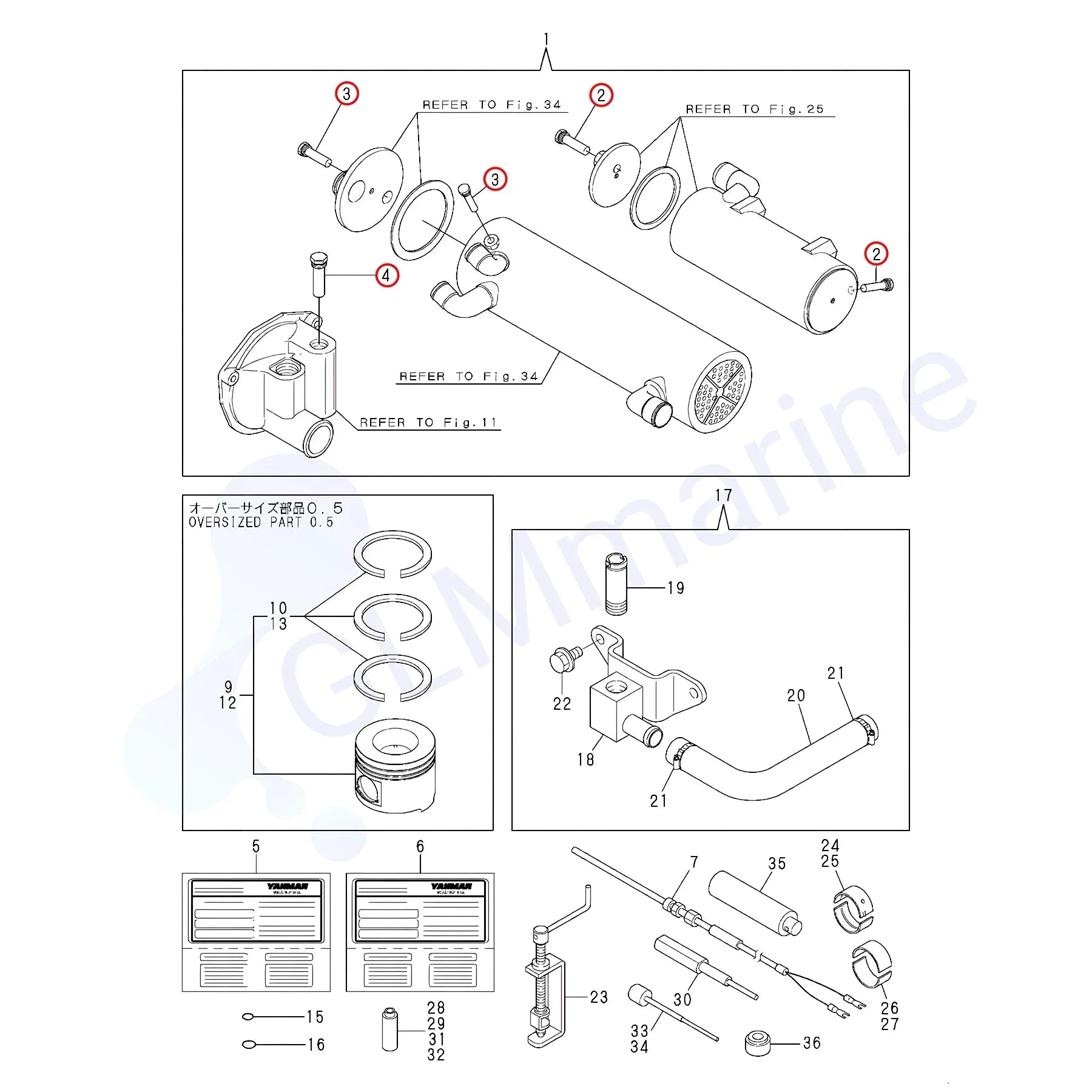 119773-92600 Ant-Corrosive Zinc Anode Kit for Yanmar 4LHA 6LP A 6LY Series Engines Oil Cooler Marine 119574-44150 119574-18790