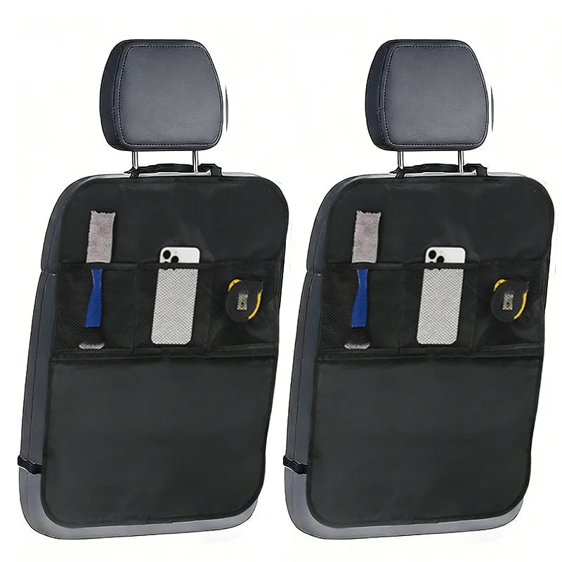 Car Seat Back Anti-Kick Pad with Storage Pocket, Universal Auto Seat Back Cover Protector