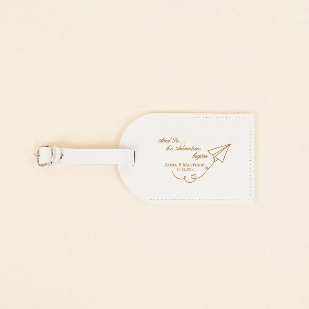 Personalized Pu Leather Luggage Tag Monogrammed Couple Travel Baggage Label Tags Wedding Bridal Shower Gift for Family Friends