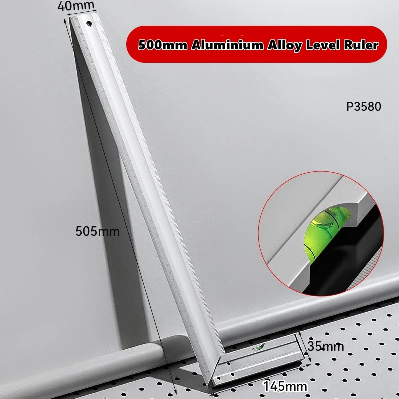 300/500mm Aluminum Alloy Square Ruler Right Angle 90° Turning Ruler Woodworking Ruler Steel Turning Ruler Measuring Tools Gauge