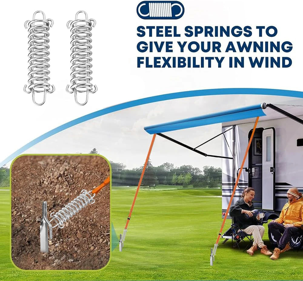 2-IN-1 Awning Storm Band Straps Tie Down Kits For Thule, Fiamma, Dometic Awning Canopy For Most Motorhome Windproof Fixed Strap