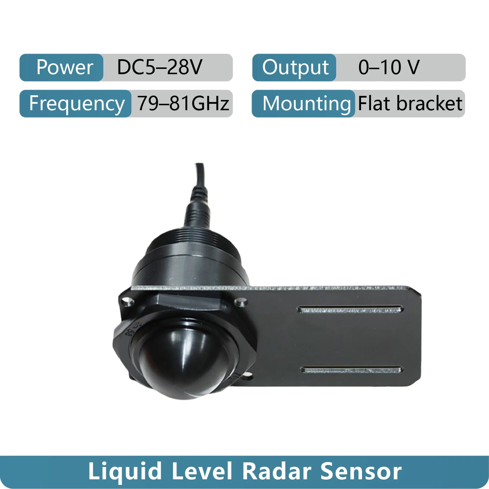 79-81GHz Non Contact Radar Level Transmitter for Water and Chemical Tanks 3-12m Range RS485 4-20mA 0-10V DC5-28V Probe