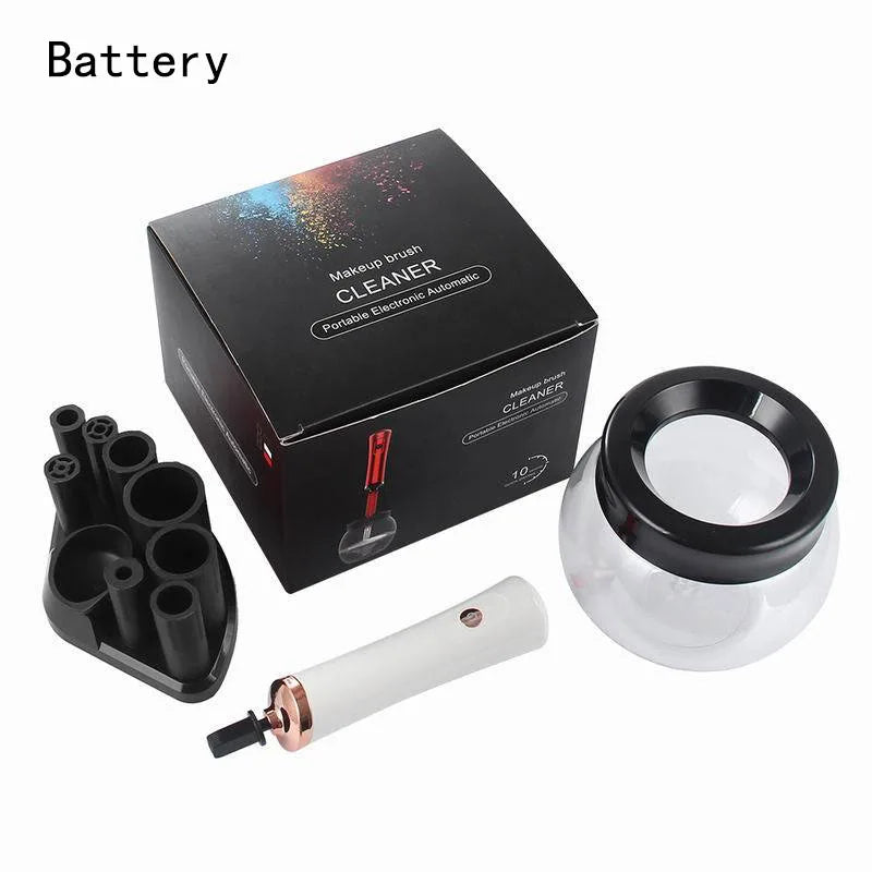 Makeup brush cleaning and drying machine, electric cosmetic automatic brush rotator, with 8 sizes of rubber collar, can be clean