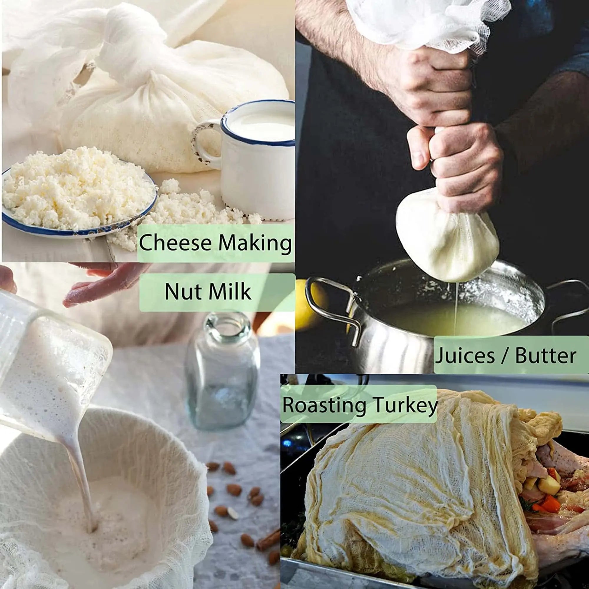 20/1x Filter Cloth Reusable Cotton Fiber Mesh Strainer Cheese Beer Tofu Homebrew Filter Cloth Kitchen Food Ferment Strainer Tool