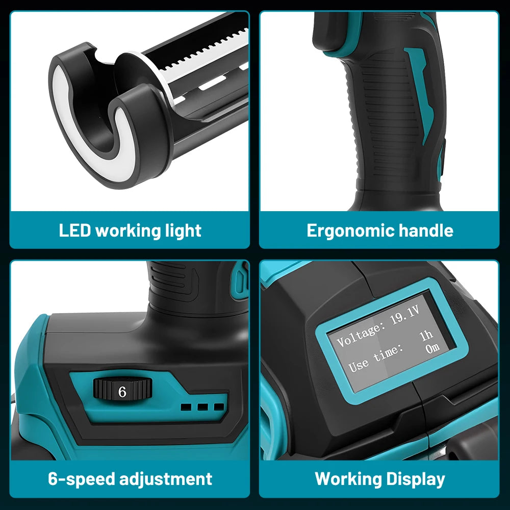 6 Speeds Electric Glue Gun Glass Glue Silicone Gun Caulking Gun Electric Doors Windows Sewing Glue Tool for Makita 18V Battery