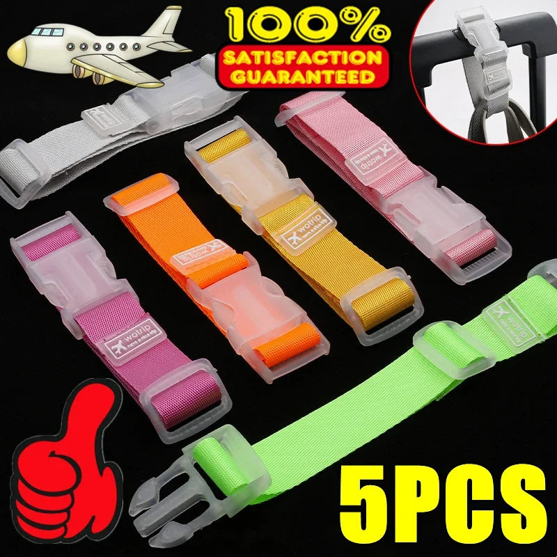 Adjustable Luggage Straps Nylon Luggage Accessories Hanging Buckle Straps Suitcase Bag Straps Belt Lock Hooks Travel