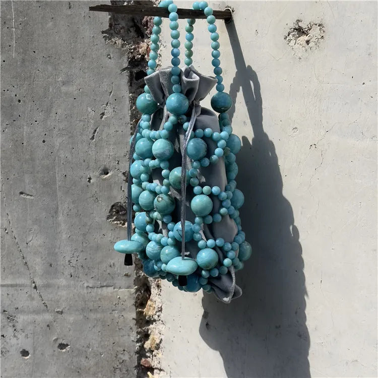 Boutique  acrylic Turquoise Stone Handmade  Evening Bags and Clutches for Women Formal Party Bags Party Rhinestone Handbags