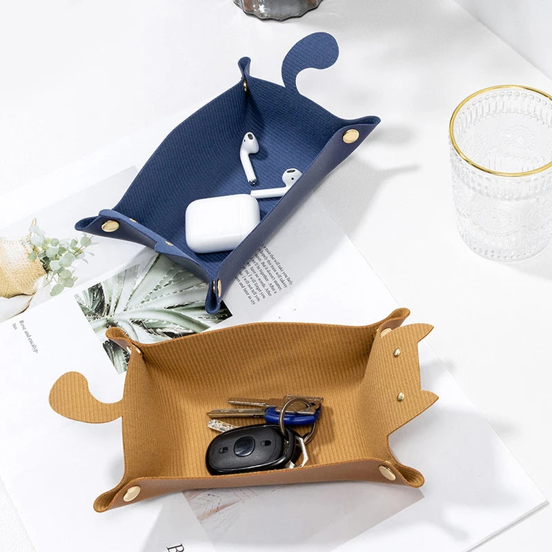 PU Leather Hexagonal Folding Hexagon Dice Tray Box Dice Game Cat-shape Tray For RPG DnD Game Dice Storage Table Board Games