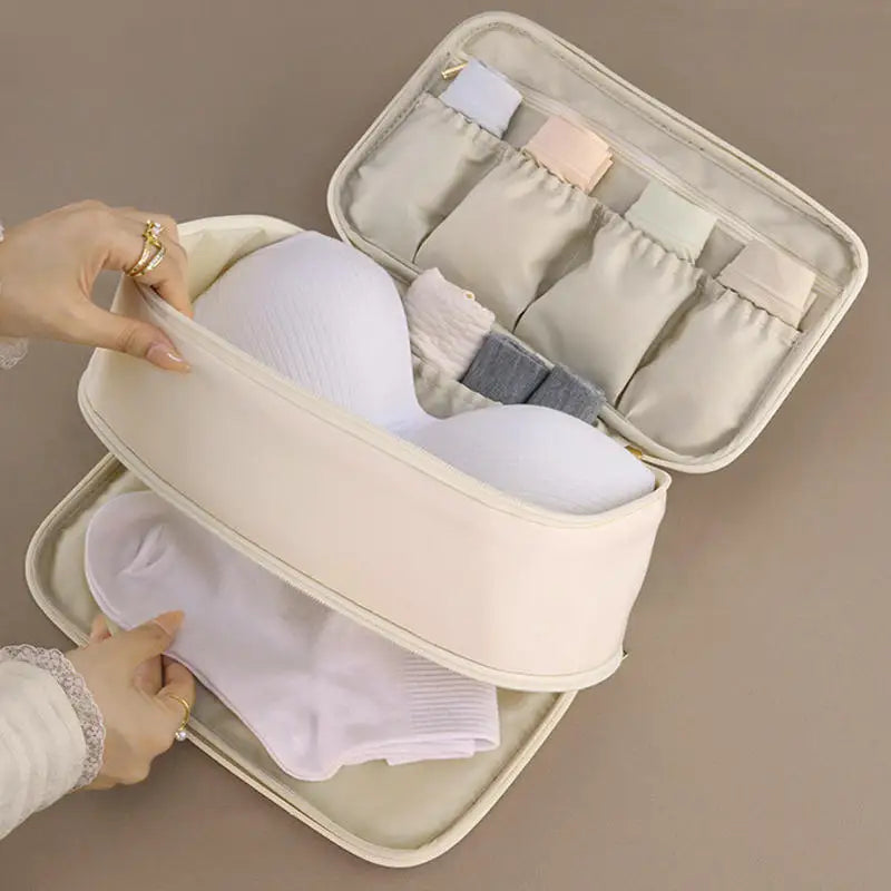 Travel Storage Bag Portable Underwear Pantyhose, Socks Organizing Bag, Double Layer Large Capacity Luggage Bag Travel Essentials