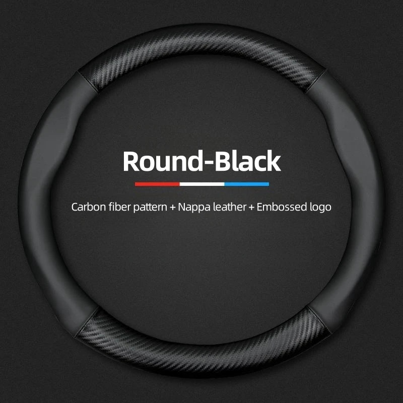 For Citroen C2 C3 C5 Aircross VTS Xsara C-Crosser Berlingo Jumpy Carbon fiber Leather Car Steering Wheel Cover Auto Accessories