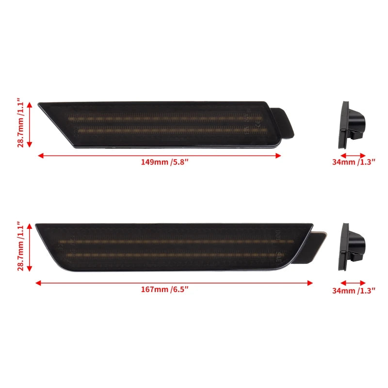 4Pcs/set Dynamic LED Side Marker Lights Front Rear Bumper Light for Chevy Camaro 2010-2015