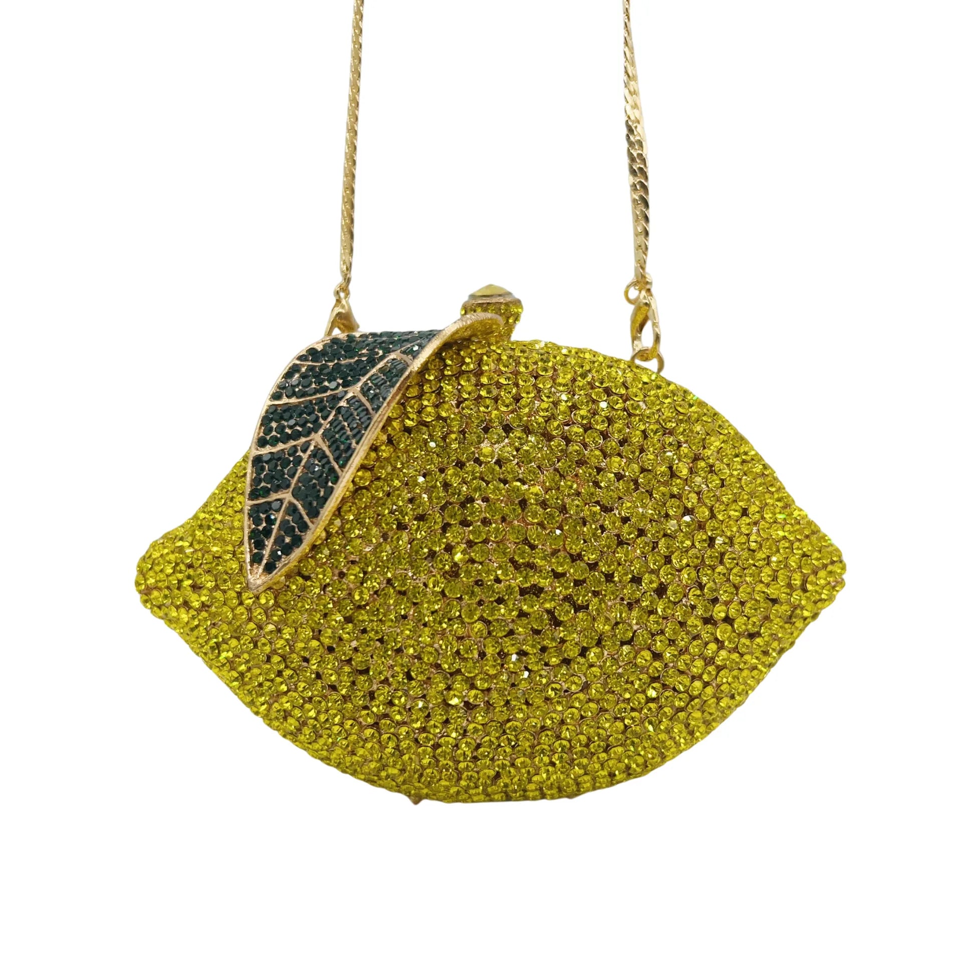 Yellow Lemon Shape Crystal Evening Bag Clutches Bridal Luxury Diamond Clutch Purse Wedding Party  Rhinestone Handbag Prom Pouch