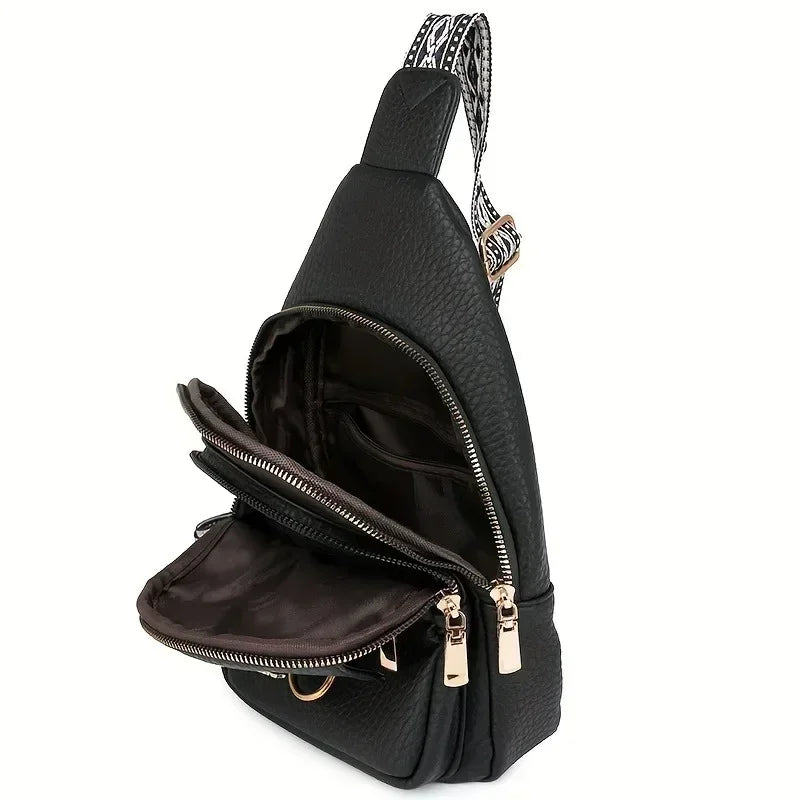 1pcs Large Capacity PU Leather Crossbody Bag Adjustable Strap Casual Chest Bag Fashion Versatile for Travel Daily Use