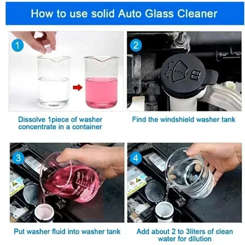 10-100pcs Car Windscreen Effervescent Tablet Solid Cleaner Auto Windshield Wiper Cleaning Tablets Glass Clean Car Washing Tool