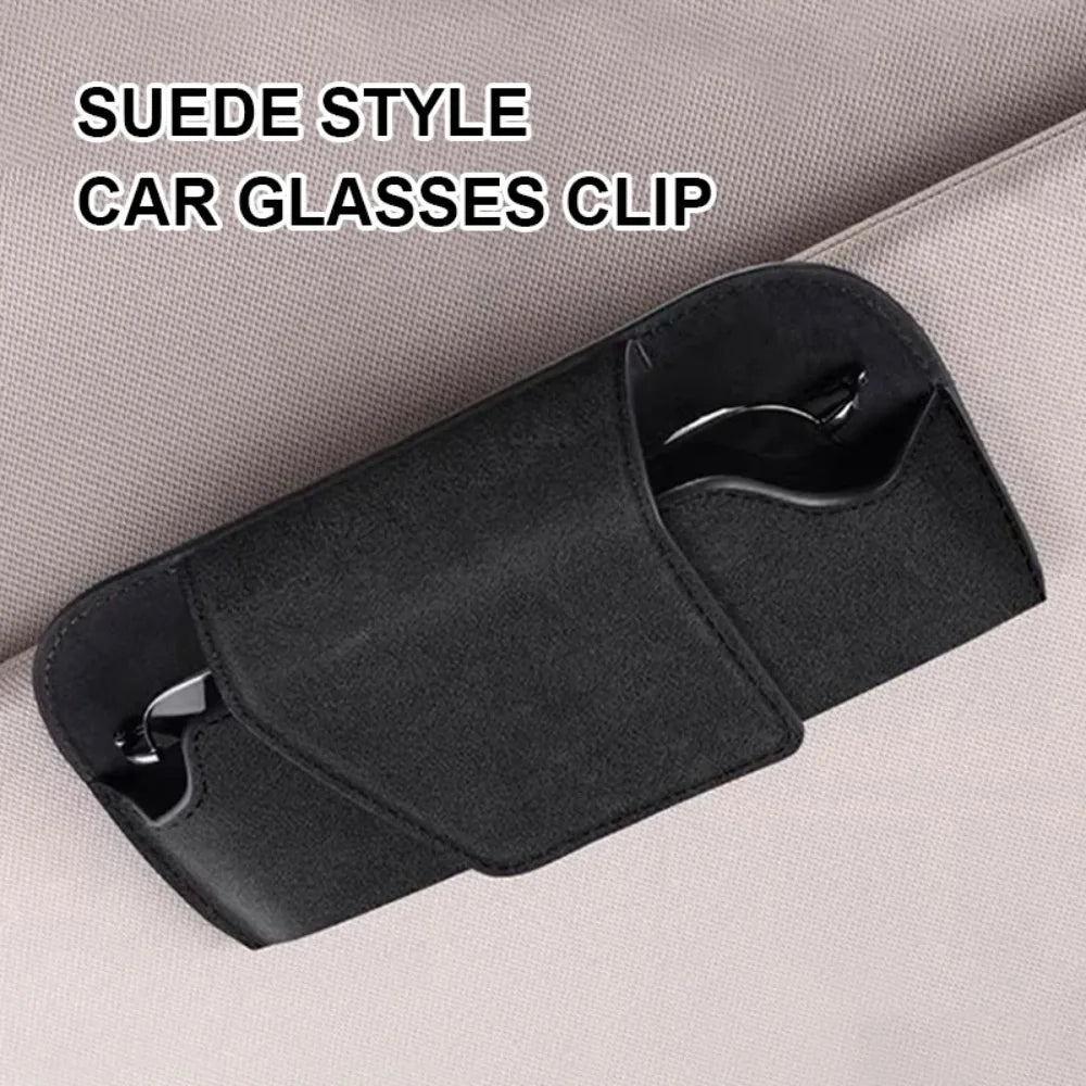 Car Glasses Case Auto Sun Visor Suede Glasses Holder Sunglasses Clip Card Ticket Holder Universal Interior Accessories