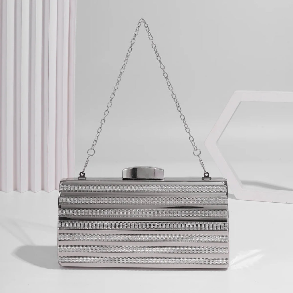 New rhinestone shiny clutch bag single shoulder diagonal span chain dinner dress bridal bag celebrity versatile women's bag