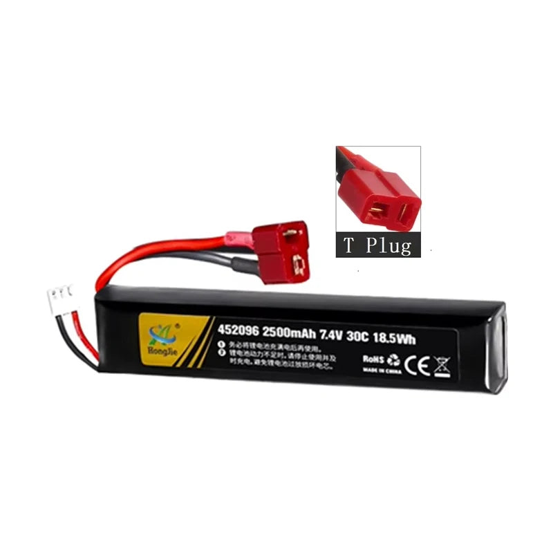 7.4V 2500mAh Lipo Battery Split Connection for Water Gun 2S 7.4V Battery for Mini Airsoft BB Air Pistol Electric Toys Guns Parts
