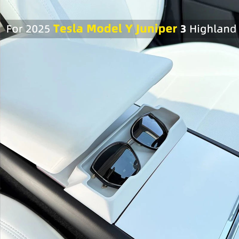 For Tesla New Model 3/Y YL Juniper/Launch 2025 2026 Highland Center Console Armrest Storage Box Glasses Tray Car Interior