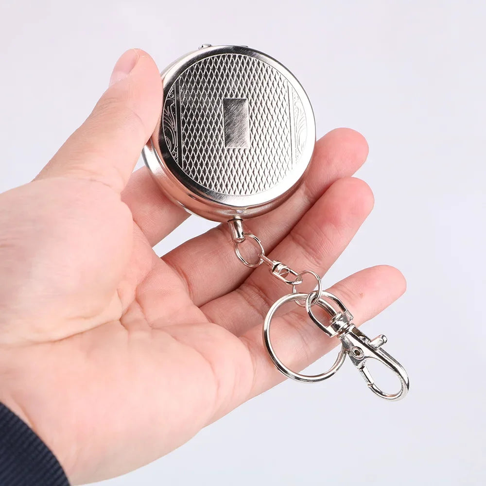 Portable car cigarette ashtray, random pattern, pocket ashtray with keychain, mini stainless steel