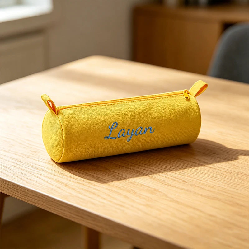 Customised Embroidery/Standard Style 2 Options, High-Quality Cylindrical Pencil Case, Storage Bag, Back-To-School Season!