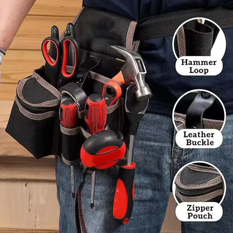 HUHAO Electrician Tools Belt Storage Waist Bag Screwdriver Holster Working Holder Drill Organizer Pouch Versatility Tool kit