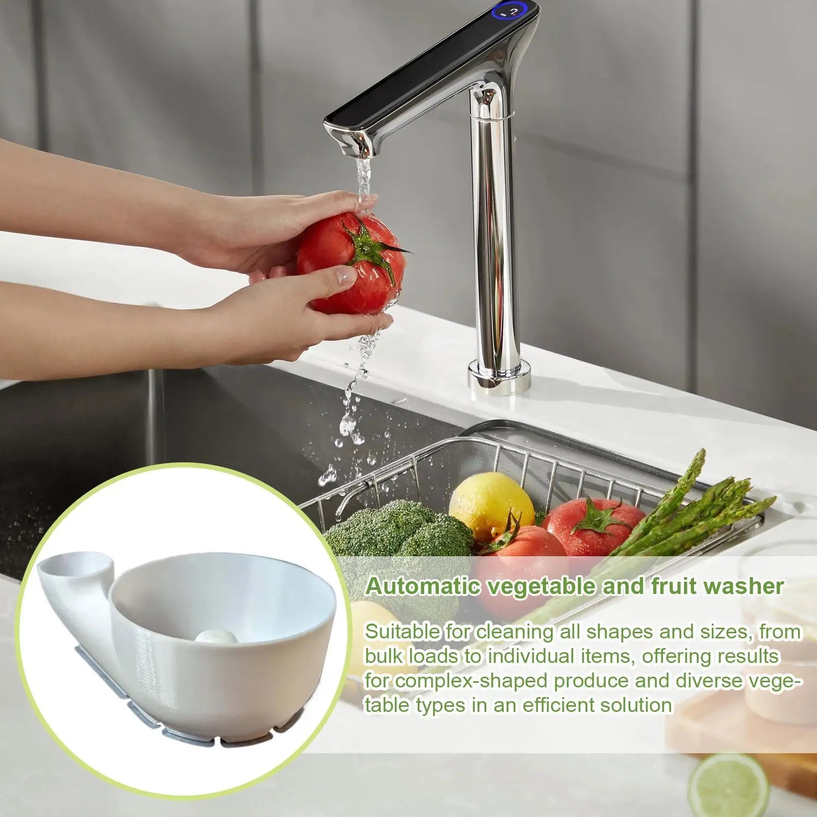 Portable Fruit Wash Bowl Multipurpose Food Washing Spinner Fruit and Vegetable Washing Basket for Home Kitchen Outdoor Picnics