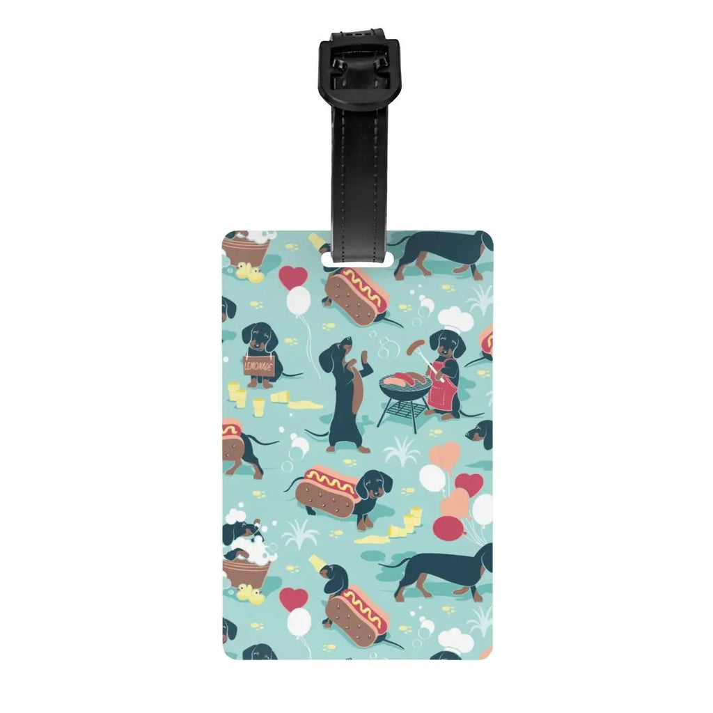 Custom Dachshunds Dog Luggage Tag Privacy Protection Badger Sausage Wiener Baggage Tags Travel Bag Labels Suitcase