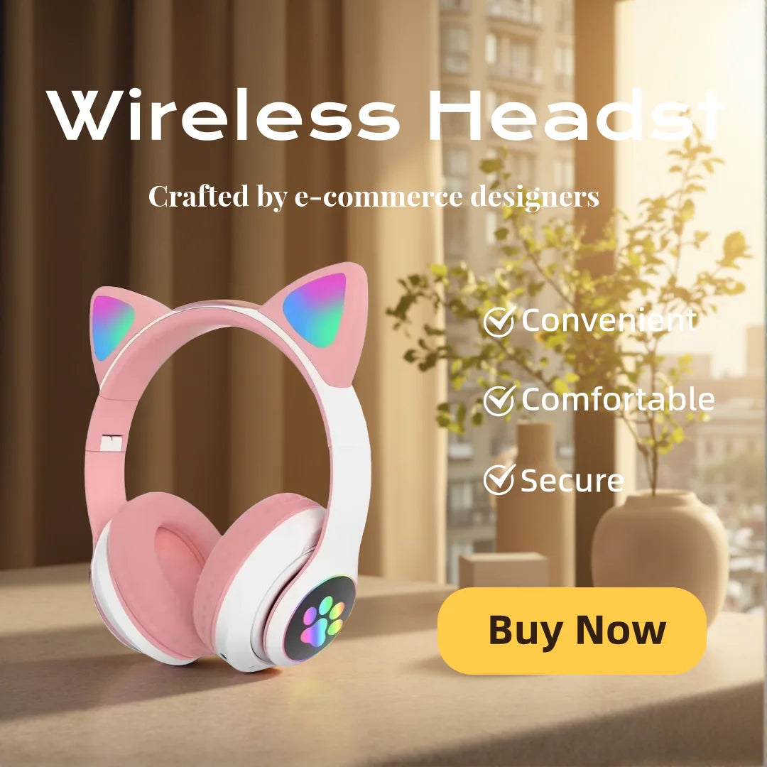 Cat Shaped Wireless Bluetooth Earphones Handsfree Earbuds with Microphone for All Phones Fashion Headphoens Game Headset