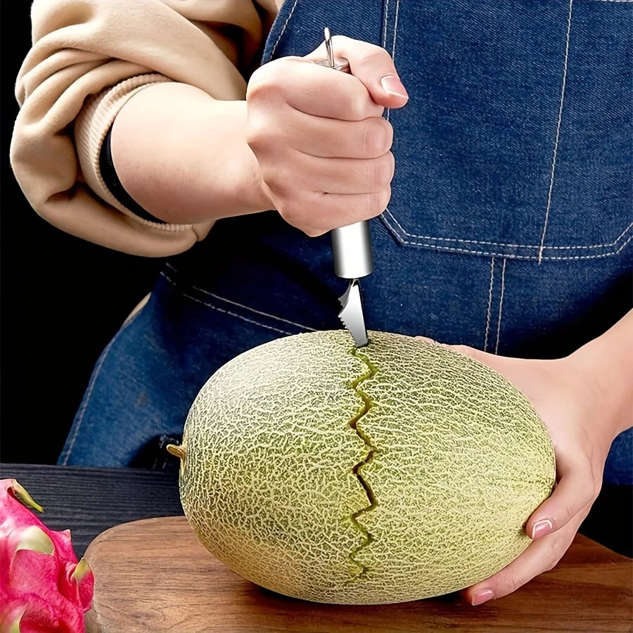Double Headed Stainless Steel Fruits Spoon Digging Ball Carving Fruits Dual Purpose Spoon Apply to Kitchen Fresh Fruit JXB