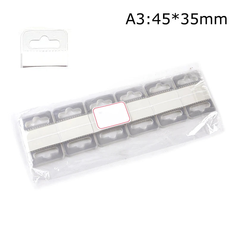 100 Pcs PVC Slot Hole Adhesive Hang Tabs Hook Merchandise Package Box Bag Hangers Peghooks Display For Store Retail Display