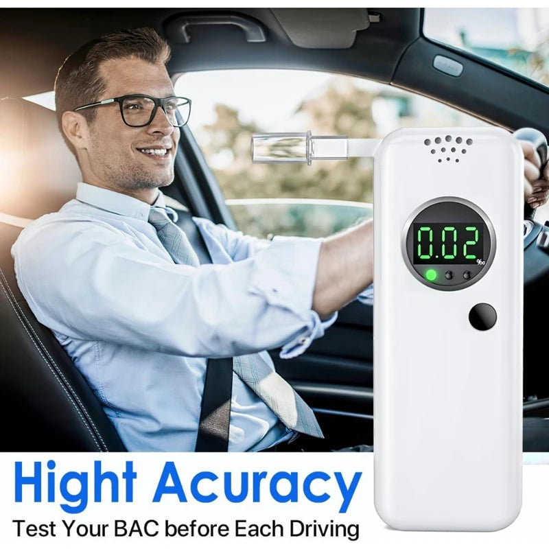 Breathalyzer Professional-grade Accuracy Alcohol Tester With Lcd Digital Display For Home And Party Use 6 Mouthpieces