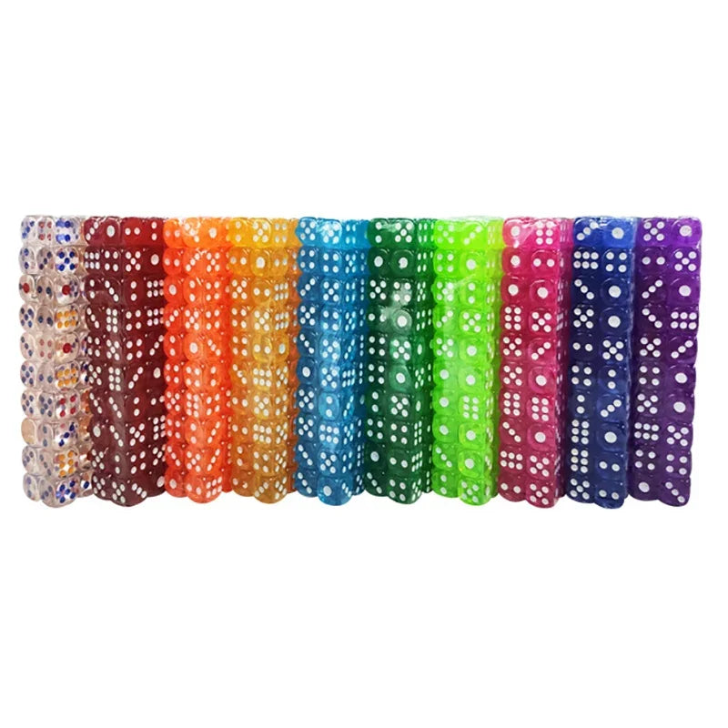 20PCS/Lot Dice 12mm Small Size10 Colors  Acrylic 6 Sided Transparent Dice  Club/Party/Family Games