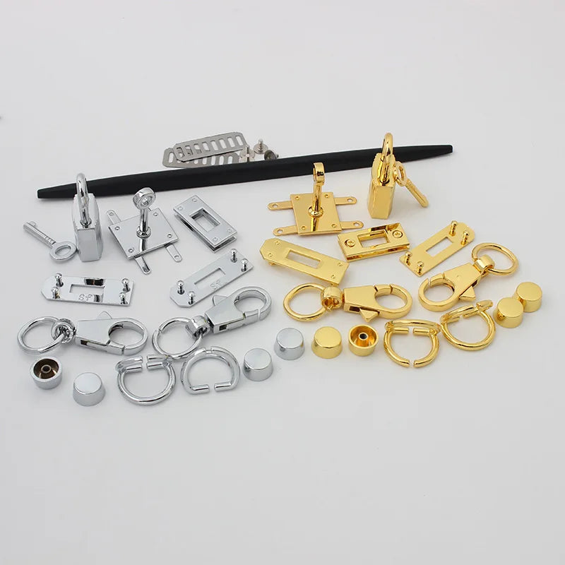 1Set Fashion Metal Bag Locks Clasp Bag Lcok Set For Handbags Purse Tote Closures Snap Clasps DIY Craft Hardware Bag Accessories