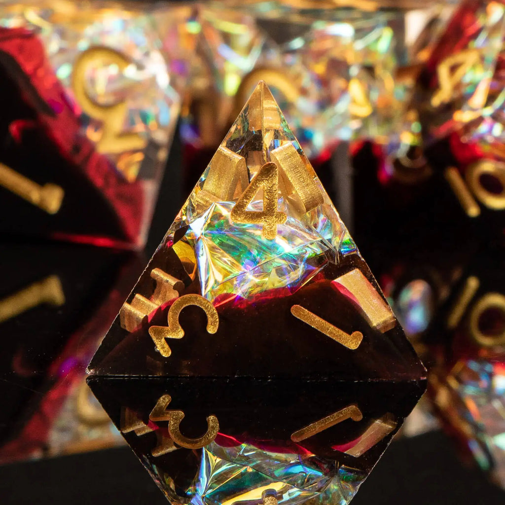 Resin Sharp Edged DND Dice, Handmade Dungeons and Dragons Dice Set D&D, RPG Polyhedral D and D Dice Set for Role Playing Game