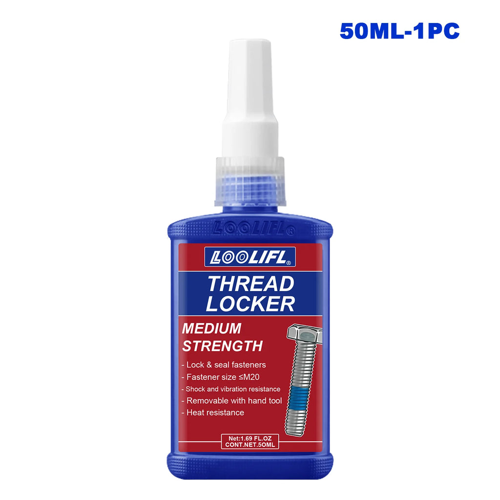 LOOLIFL 243 Blue 50ml Threadlocker 50ml Medium Strength Removable Screw Lock Glue Anti Loose Thread Sealant for Metal Fasteners