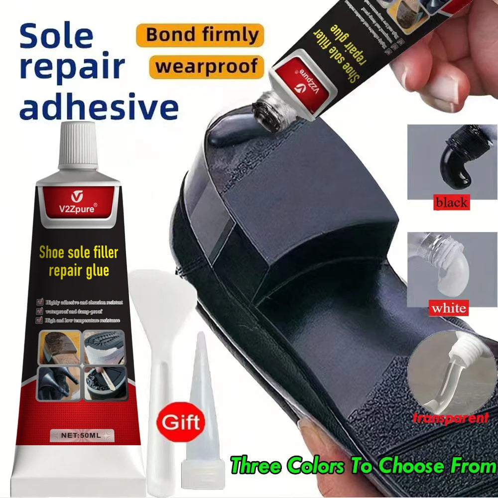 3PCS Shoe Repair Glue Kit White Black Sole Waterproof Quick Drying Filling Repair Glue Wear-resistant Sealant Crack Repair Agent