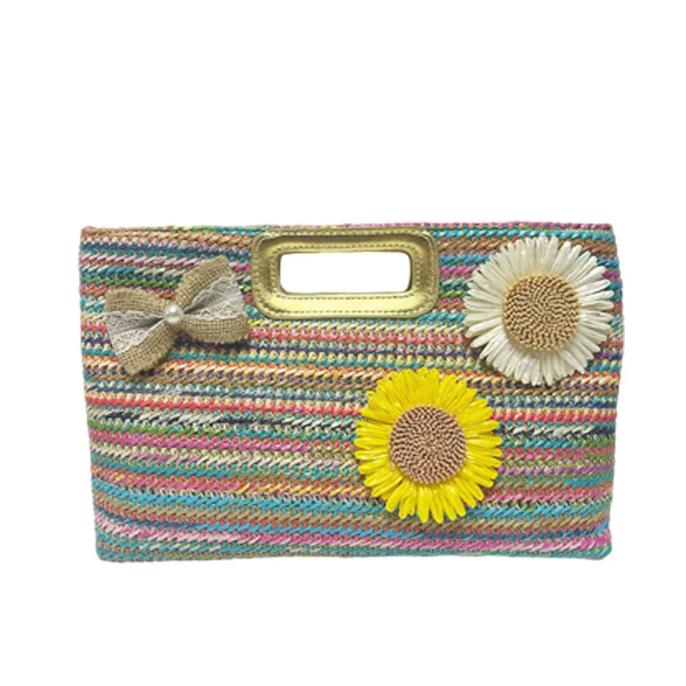 New women's bag straw woven clutch bag chain shoulder messenger bag woven handbag