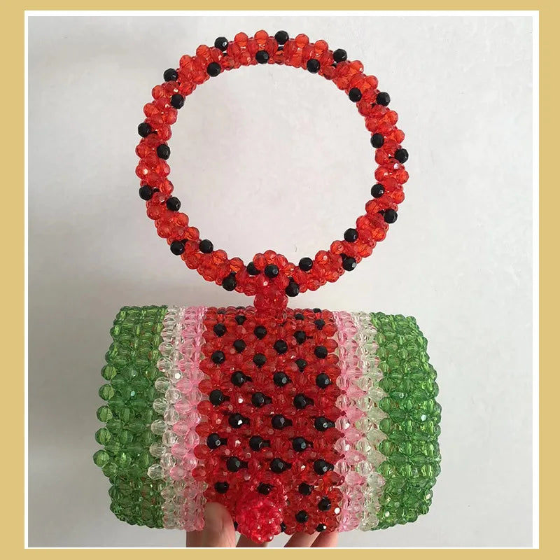 Luxury Pure Hand-woven Beaded Bucket Bag 2019 New Fashion Pearl Beaded Woven Shoulder Messenger Bag Handbags Women Family