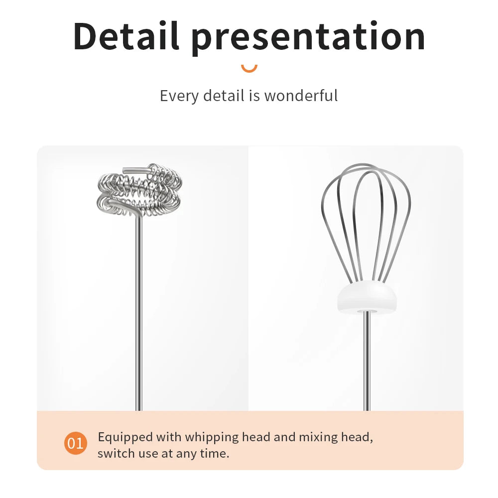 1 PCS Electric Egg Beater 3 Speeds Milk Frother Portable USB Mixer Hand Held Coffee Whisk Household Kitchen Gadgets Foamer