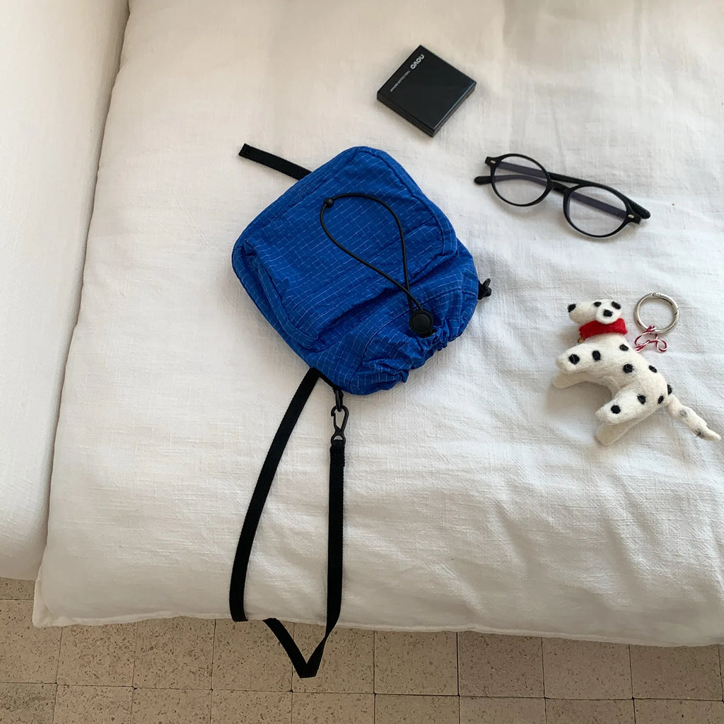 Women Fashion Summer Mini Drawstring Bag Ruched Shoulder Crossbody Small Bag Water Kettle Cup Phone Key Carry Bag
