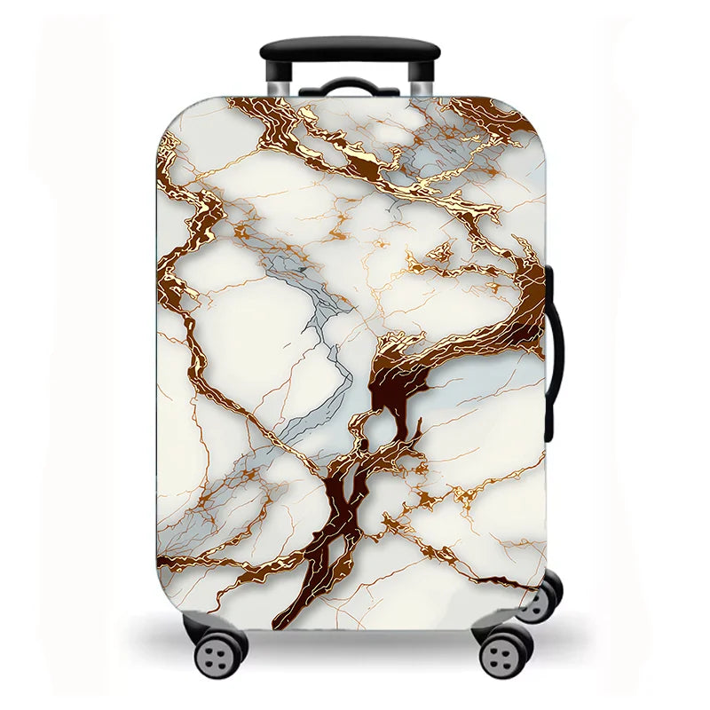 Luggage Cover,Luxury Marble Gold Vein Abstract Fluid Print Stretch Suitcase Protector,Washable Anti-Scratch Travel Baggage Cover