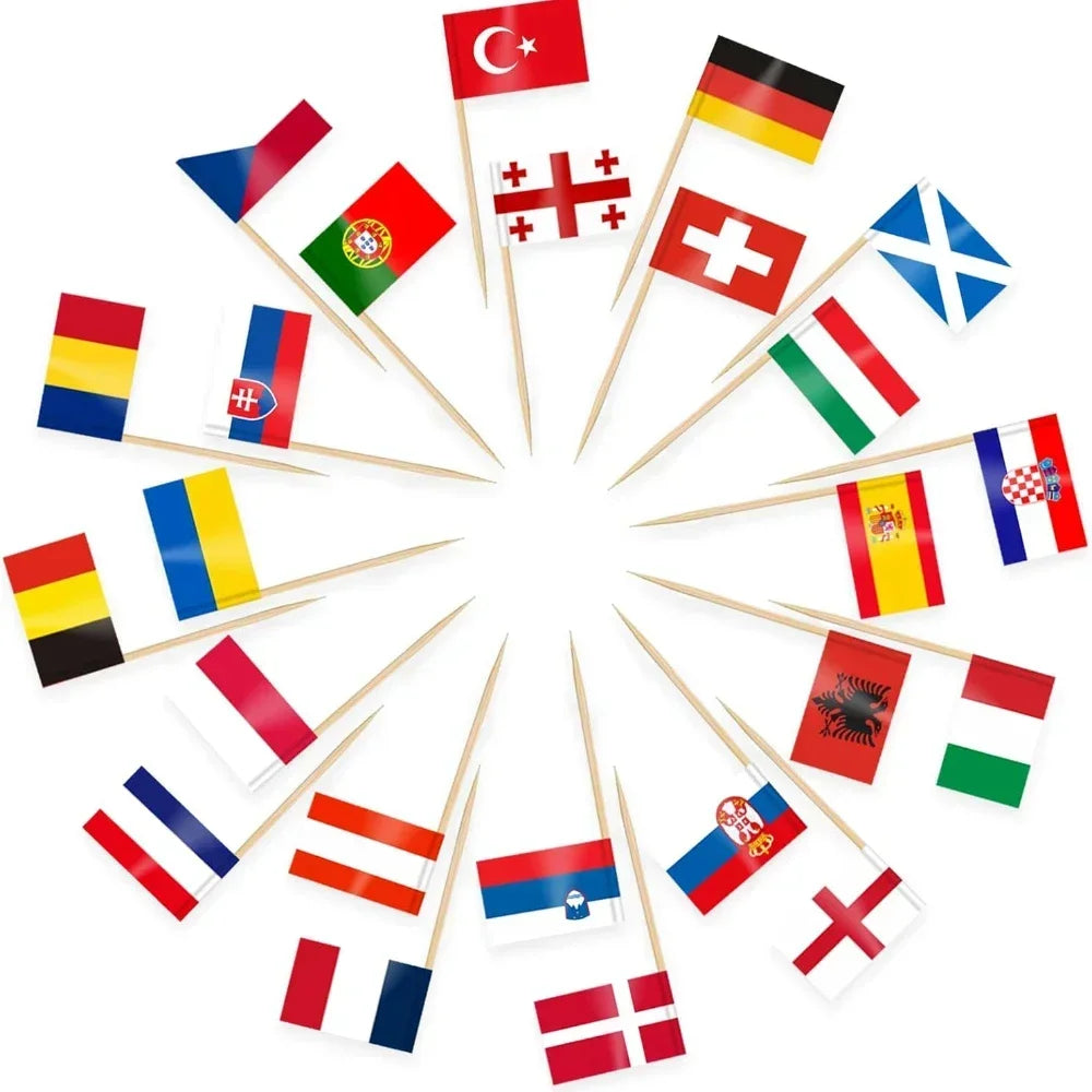 Brazil Flag Toothpick Flags Picks, 100Pcs Small Tiny Brazil Cupcake Toppers Stick Flags National Day, Birthday Party Decorations