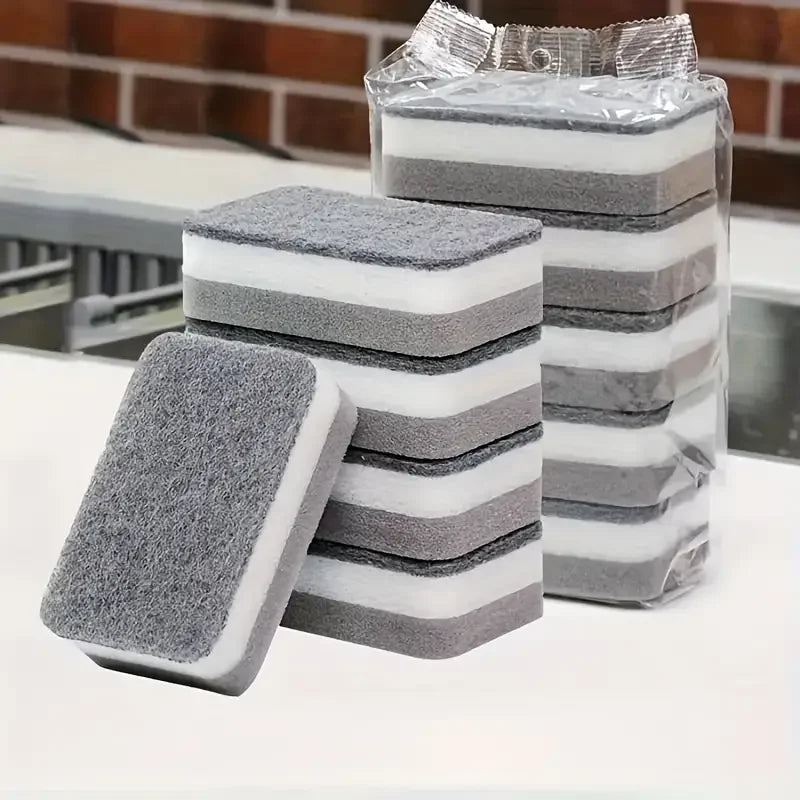 1/50PCS Double-Sided Cleaning Sponges Absorbent Sponges Household Scouring Pads Reusable Kitchen Tableware Cleaning Brushes