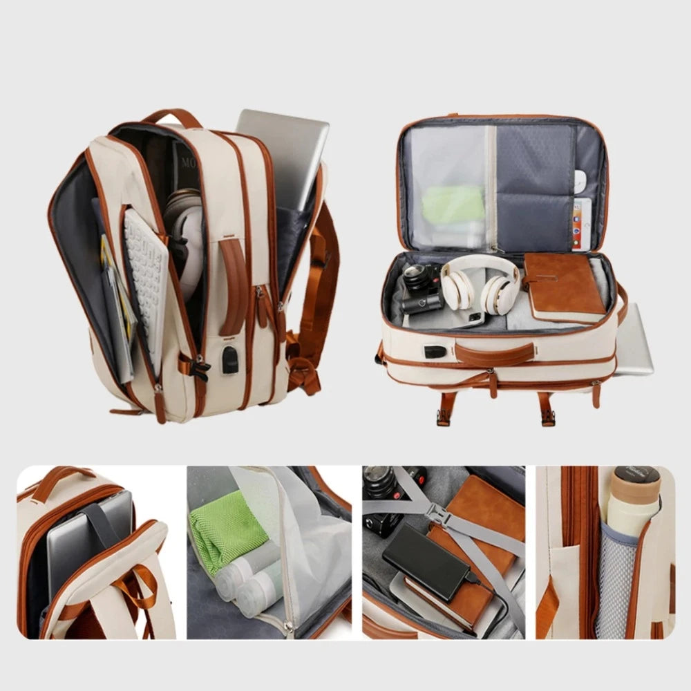 New Waterproof Travel Backpack 15.6inch Expandable Computer Bag USB Charging Port Large Capacity Luggage Bagpack Travel