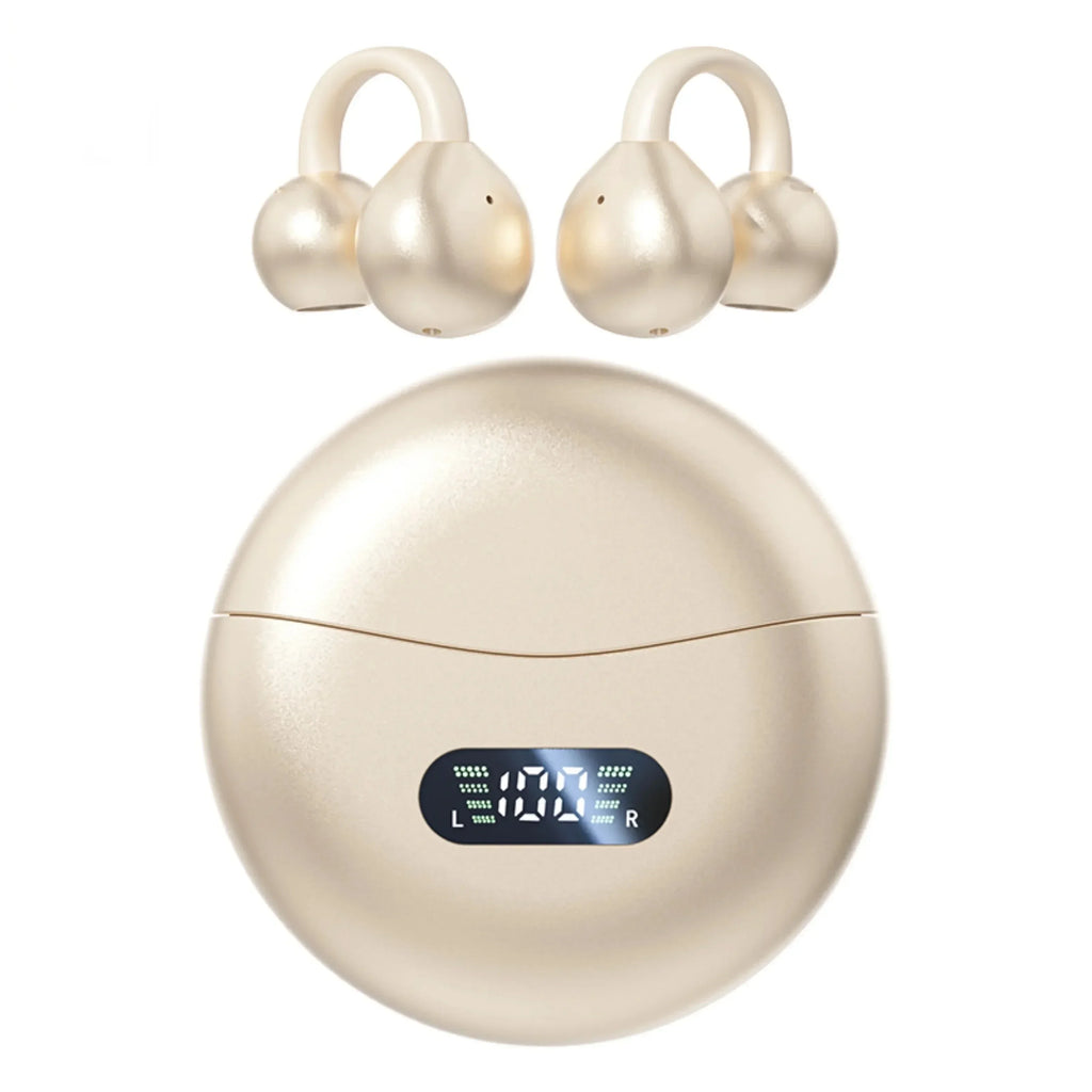 Origin Wireless Earphones Bluetooth Earbuds Clip on Ear HIFI Music Headphones for Smartphone Sport Power Display Compact Headset