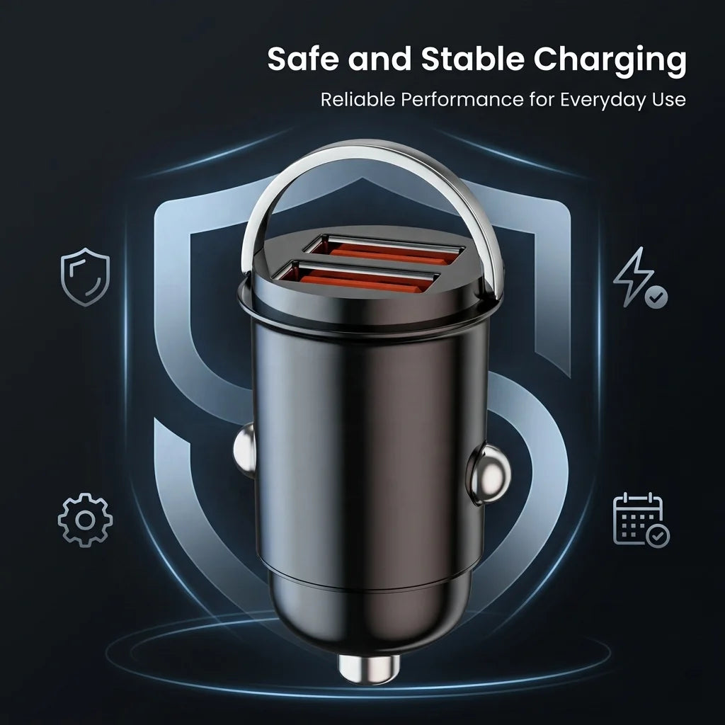240W Mini Dual-Cigarette Lighter Car Charger Super Fast Charging Hidden 12V 24V USB Conversion Phones Adapter For iPhone 17 15
