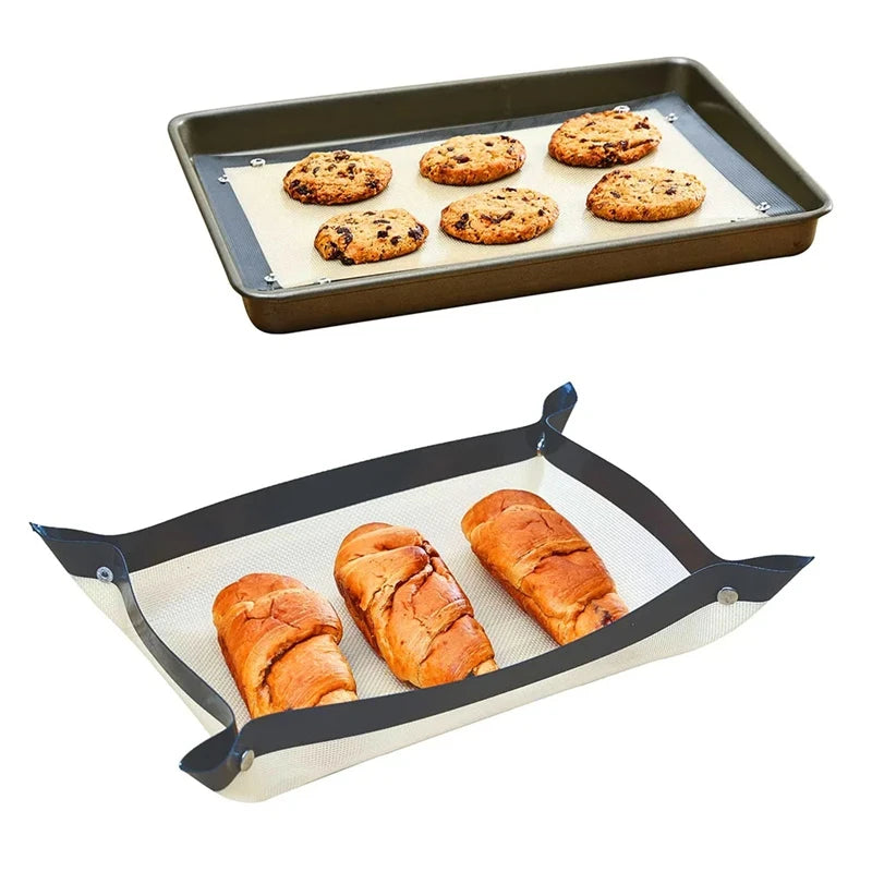 1Pc Silicone Baking Mat with Button Non-Stick Reusable Heat Resistant Pastry Mat Leak Proof Cookie Sheet for Oven Baking Supply